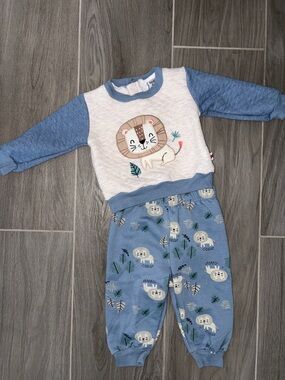 Cozy Blue Lion Pajama Set for Kids
